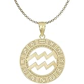 10K Yellow Gold Zodiac Sign Constellation Horoscope Symbol Pendant Necklace With Chain