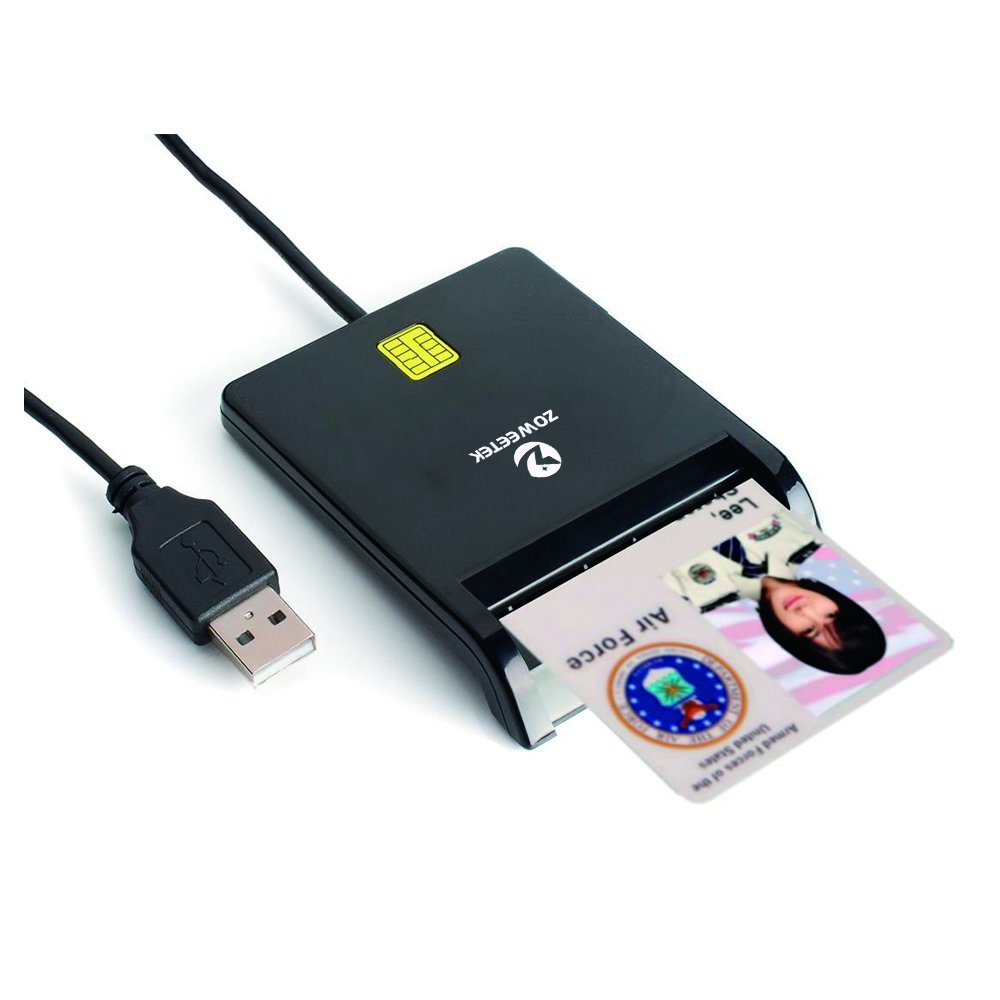 Zoweetek DOD Military USB Common Access CAC Smart Card Reader, Compatible with Windows, Mac OS and Linux