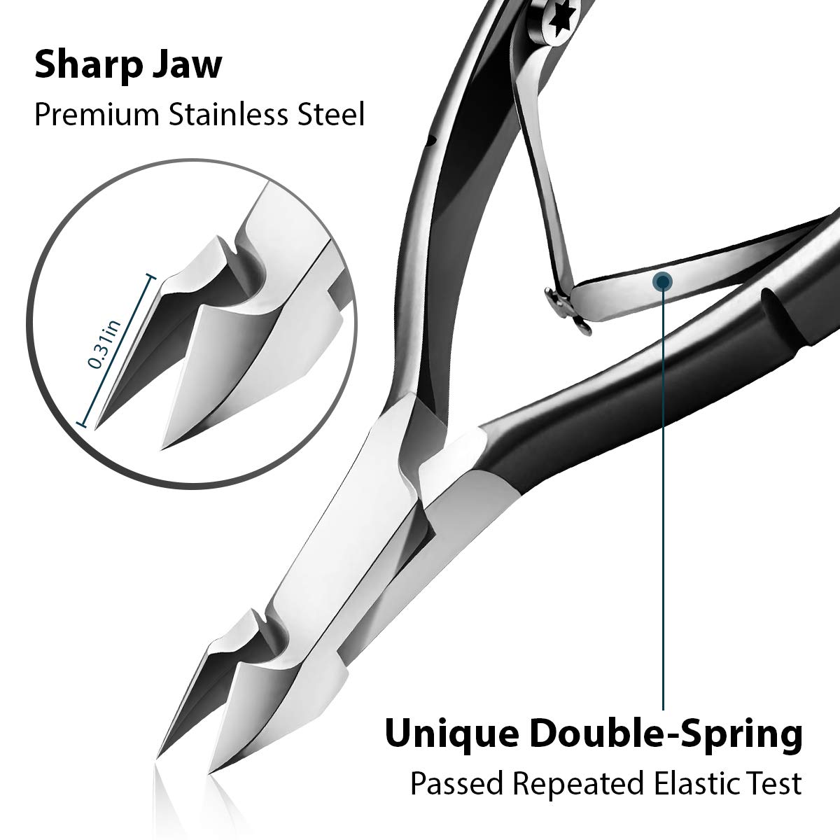 Cuticle Trimmer with Cuticle Pusher, Easkep Cuticle Remover Cuticle Nipper Professional Stainless Steel Cuticle Cutter Clipper Durable Pedicure Manicure Tools for Fingernails and Toenails Black: Beauty