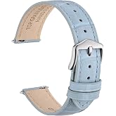 WOCCI Alligator Embossed Leather Watch Band for Women, Top Grain Leather, Stainless Steel Mirror Polished Buckle, Band Width 12mm 14mm 16mm 18mm 20mm