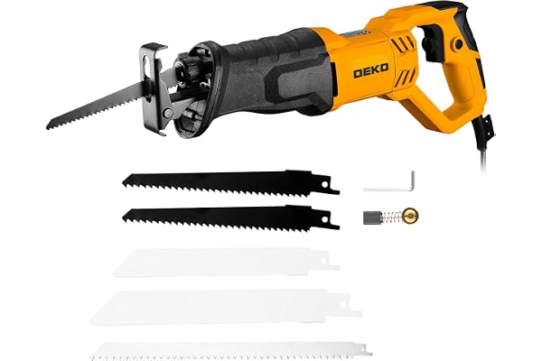 Reciprocating Saw 710W: DEKOPRO Electric Wood Saw with 5 Blades, 2800 SPM Variable Speed, 20mm Stroke Length, Tool-Free Blade