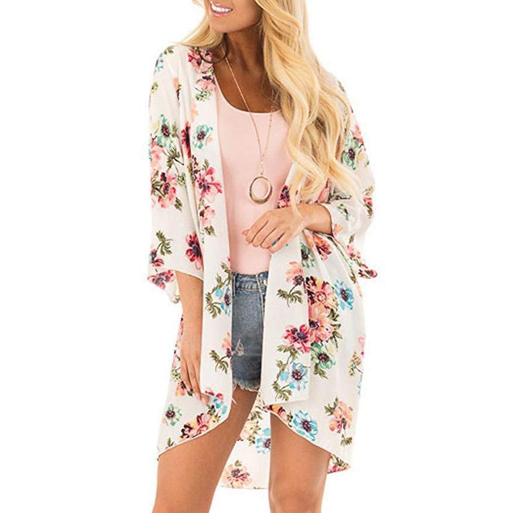 Evelove Women Casual Round Neck Long Sleeve Cardigan Loose Sun Protection Clothing Cover-Ups Beige