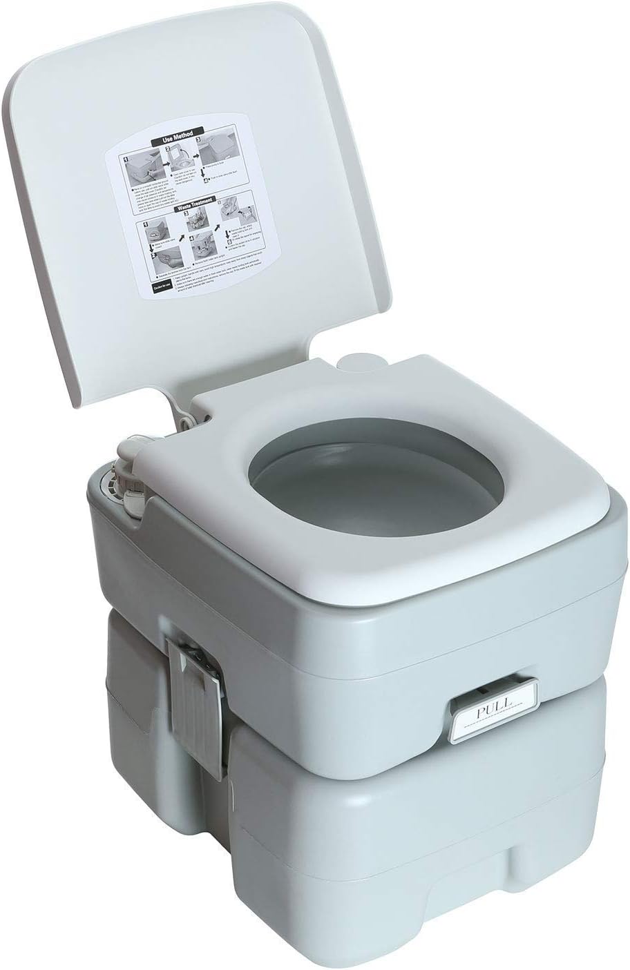Odthelda Portable Toilet 5.3 Gallons 20L Piston Pump Flush Effortless Travel Potty Cleaning Detachable Tanks Camping RV Hiking Trips and Boating