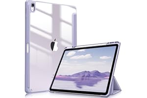 Fintie Hybrid Slim Case for iPad Air 13-inch (M2) 2024, [Built-in Pencil Holder] Shockproof Cover with Clear Transparent Back Shell, Lilac Purple