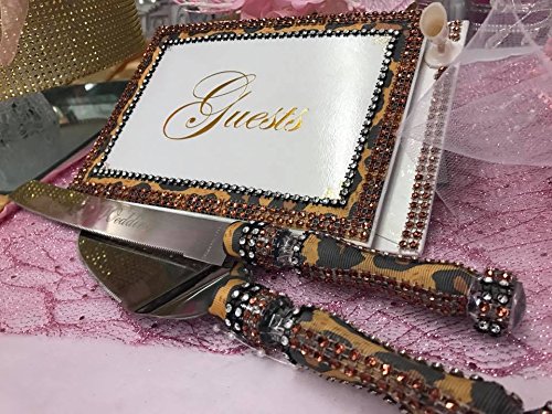 Leopard Print Wedding Reception Guest Book and Cake Server Knives - Thumbnail 2