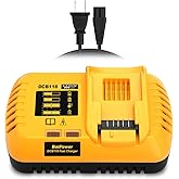 8A DCB118 Rapid Charger, Fast Charger for Dewalt, Compatible with 20V/60V Max Batteries, LED Indicator, Cooling System