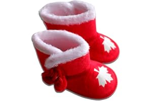 Baby Canada Booties, Soft Sole Fur Booties for 18-24 months old Girl or Boy, Baby Toddler Warm Winter Walkers, Canada Baby Sh