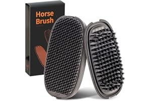 horse hair brushes, horse deshedding tool, PESSILIN 6-in-1 Horses Brushes Shedding Massage Deshedding for Horses, horse grooming brushes (Black)