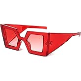 bullabulling Fashion Design Women's Sunglasses Unique Polygon Oversized Gradient Lens Sun Glasses Luxury Shades Eyewear (red)