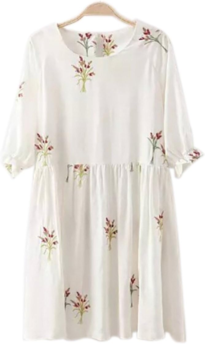 Moon Soul Women Little Flower Embroidery Maternity Dress