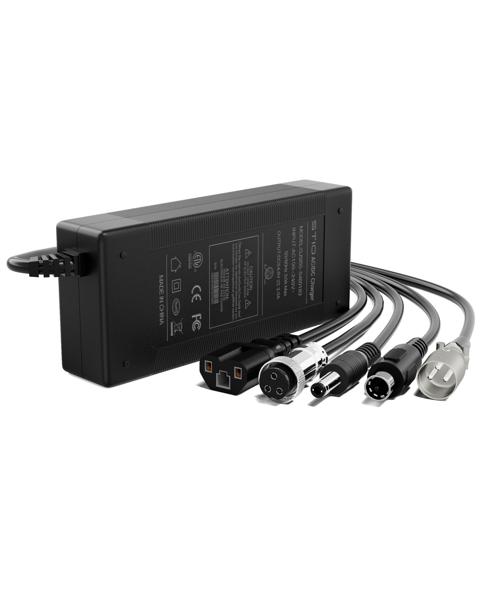 54.6V 2A Electric Bike Charger for 48V Ecotric Bike/Lectric XP/Evercross H5, 3Prong GX16/DC 5.5x2.5mm/XLR/IEC/RCA Connector Power Supply Adapter for 48V Lithium Battery