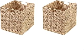 Ikea Kallax Expedit Regal Korb 34 x 32 x 32 cm aus Wasserhyazinthe Natur Faltkorb Flechtkorb Regalbox Storage Box Aufbewahrungskorb Schrankkorb klappbar faltbar und sehr stabil 2er-Set Sparpreis