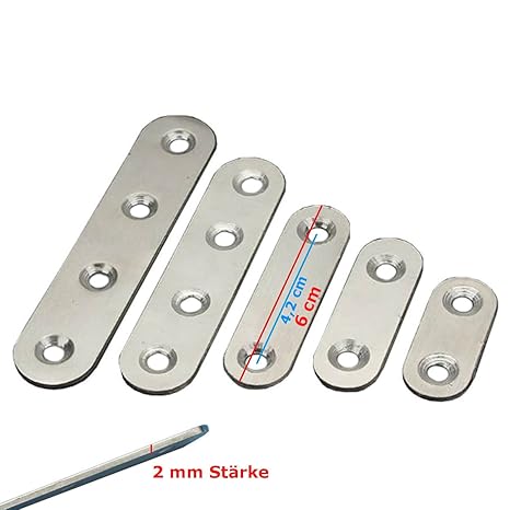 10x Edelstahl Holzverbinder Lochplatte Flachverbinder Metallverbinder Lochblech 60 mm
