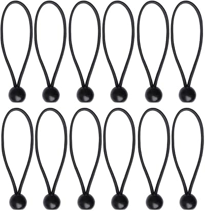 Nuoshen 12 Pcs Black Tarpaulin Bungee Balls 15cm 3mm Ball Diameter