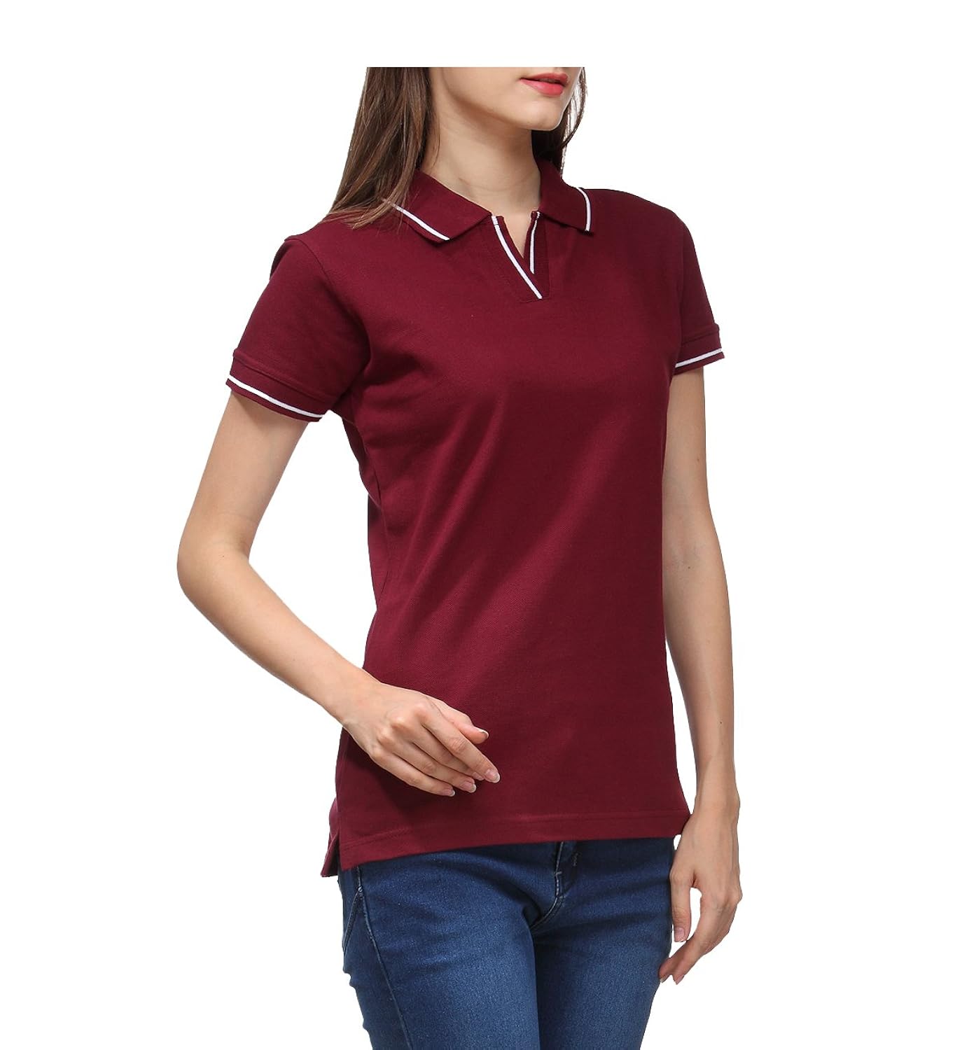 scott women's premium cotton polo t-shirt - maroon
