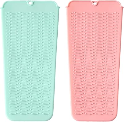 HAOXYO 2PC Heat Resistant Silicone Mat Pouch for Hair Straightener Curling Iron