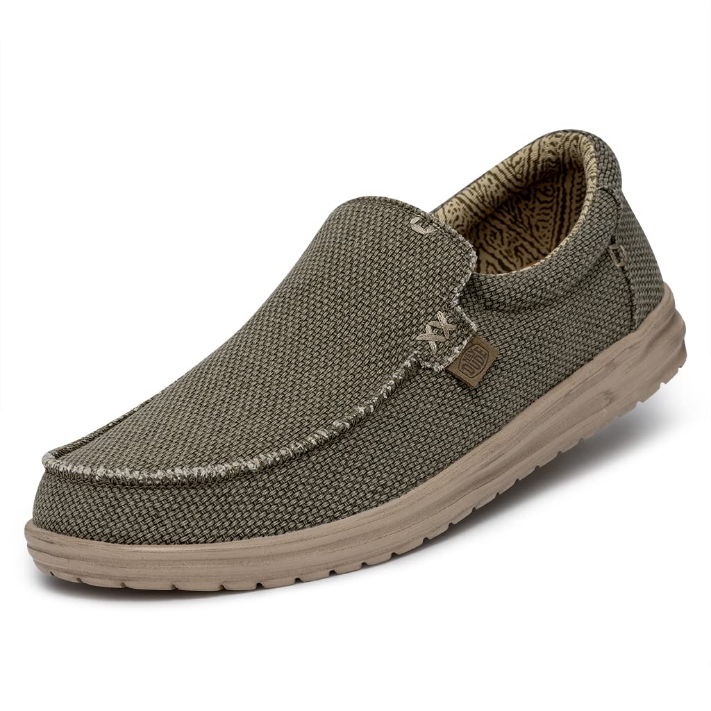 HEYDUDE Men's Mikka Braided Army Size 8| Loafers | Men's Slip On Shoes | Comfortable & Light-Weight Image