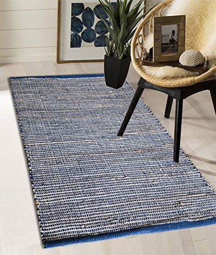 The Home Talk Blue Plain Jute Rug/Runner, 2 x 3 Feet or 60x90 cm, for Bedroom/Kitchen