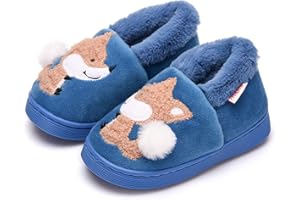 Ainikas Toddler Boys Girls Slippers Fluffy Little Kids House Slippers Warm Fur Cute Animal Home Slipper