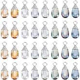 PH PandaHall 48pcs Glass Teardrop Charms 20mm Transparent Glass Crystal Pendants, 8 Colors Crystal Dangle Charms Wire Wrapped Water Drop Charm for Necklace Bracelet Earring Jewelry Making