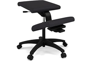 Varier Wing Ergonomic Kneeling Chair with Wheels, Swivel Base and Adjustable Height, Black Revive Fabric, Suitable for Home Office and Office