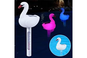 KingSom Floating Pool Thermometer,Solar Pool Thermometer with Color Changing Swan Light,Easy Read Swimming Pools Thermometers at Night,Cute Pools Temperature Thermometers,Swan Pools thermometer-1PC