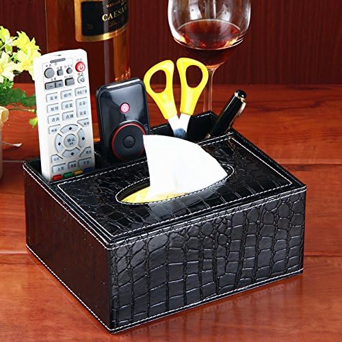 Rectangle PU Leather tissue box TV Remote Controller Holder Organizer for Home Office Automotive (Crocodile Pattern)