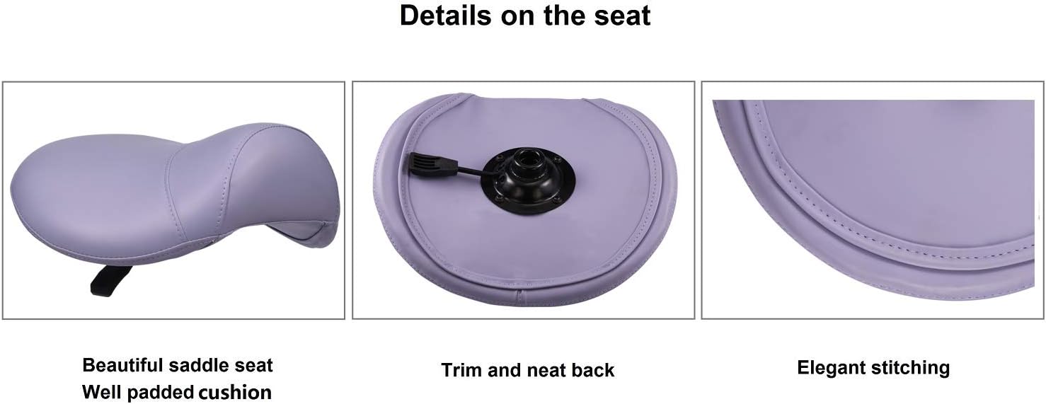 Kaleurrier Saddle Stool Rolling Swivel Height Adjustable with Wheels,Heavy Duty Anti-Fatigue Stool,Ergonomic Stool Chair for Lab,Clinic,Dentist,Salon,Massage,Office and Home Kitchen (Purple): Furniture & Decor