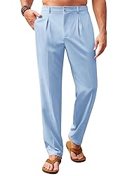 Runcati Mens Casual Pants Elastic Waist Lightweight