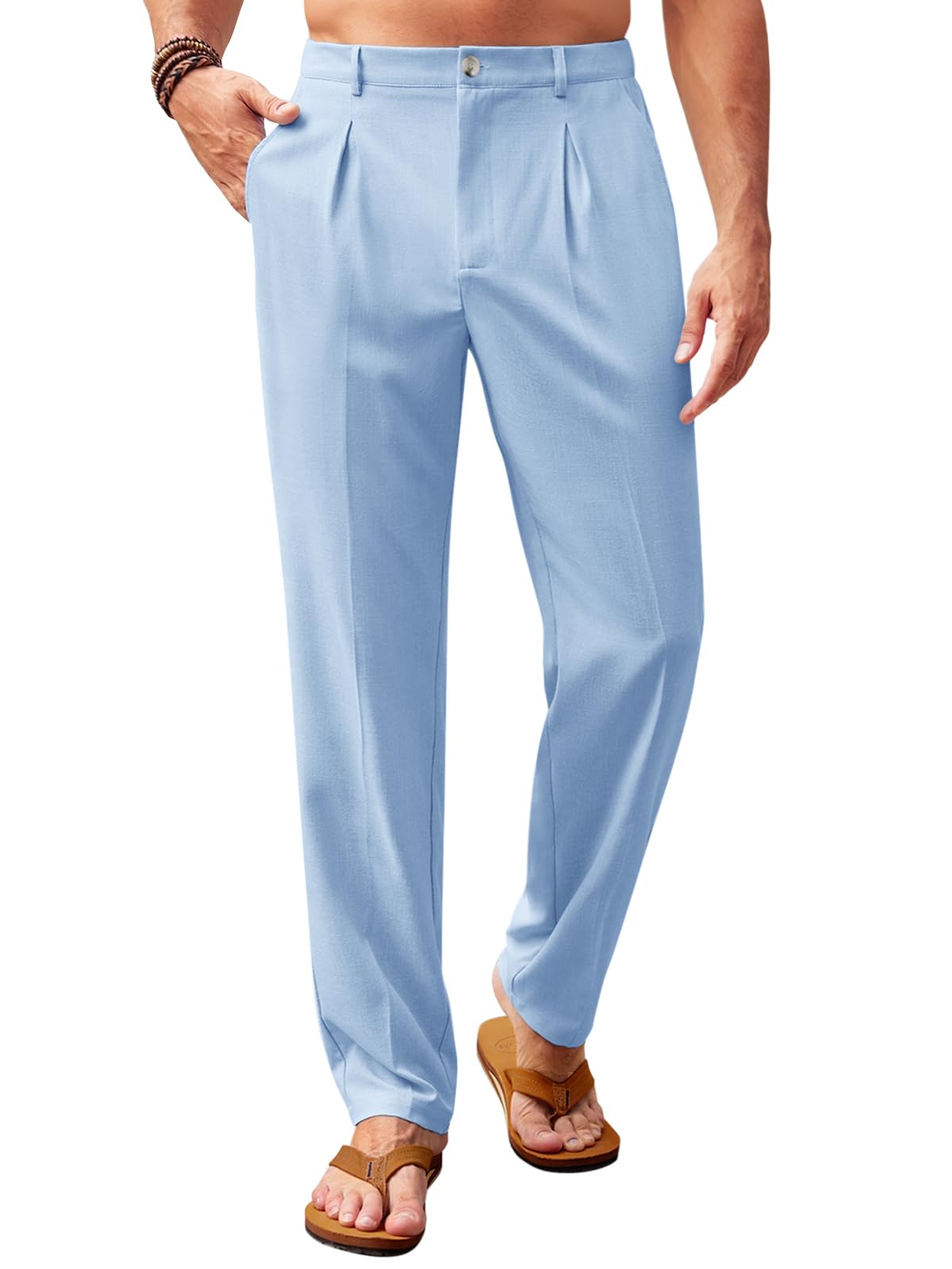 Runcati Mens Casual Pants Elastic Waist Lightweight