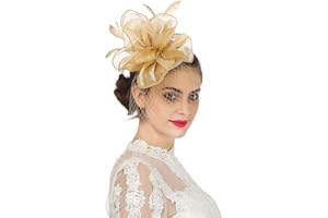 SAFERIN Women's Fascinators Feathers Tea Party Hat Veil Headband with Hair Clip for Cocktail Church…