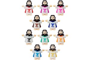 10 Pcs Multicolor Mini Jesus Figurines - Little Jesus Figures, Tiny Religious Figures for Easter Egg Stuffers, Hide and Seek 