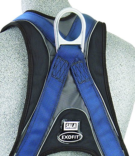3M DBI-SALA ExoFit 1107975 Vest Style Harness, Back D-Ring, Loops For Belt, Quick-Connect Buckles, Small, Blue/Gray