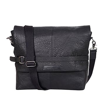 JUSTANNED Leather 43.18 cms Black Messenger Bag (JTMB381-1)