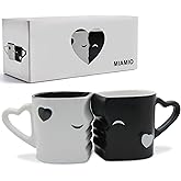 MIAMIO - Coffee Mugs/Kissing Mugs Bridal Pair Gift Set for Weddings/Birthday/Anniversary with Gift Box (Black)