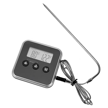 Childplaymate LCD Food Meat Thermometer Electronic BBQ Probe Temperature Alarm Cooking Timer Or Oven Grill BBQ and Smoker As Picture