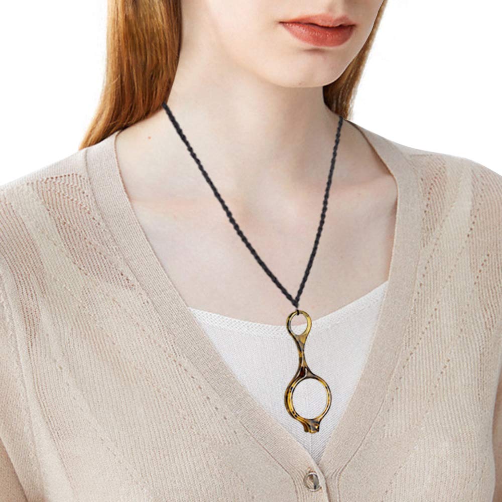 LUFF 2 Pcs Mini Portable Reading Glasses Necklace Reading Glasses Hanging Neck Type Anti-Lost Handheld Reader Glasses