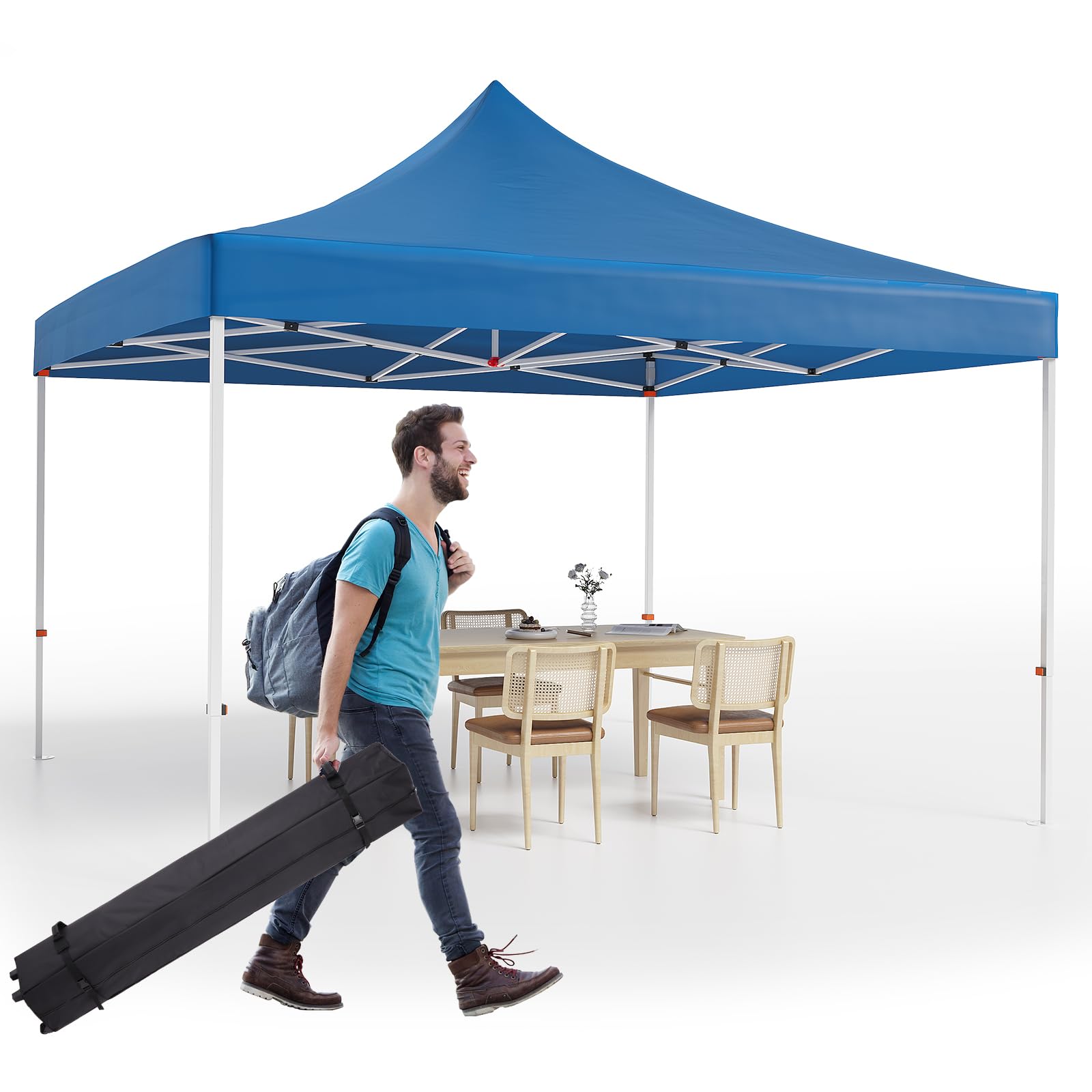 Photo 1 of 10x10 Pop Up Canopy,Heavy Duty Canopy,Ez Up Gazebos with Wheel Bags,UV Resistant Waterproof,for Outdoor Events, Patio, Backyard, Party, Camping,Navy Blue