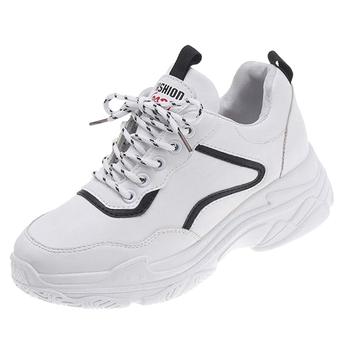 Makalon Damen Freizeit Round Toe weiße Schuhe Damen stilvolle Wedges Lässige Loafer leichte Gewichtung Turnschuhe Mädchen kla