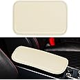 Amiss Auto Center Console Pad, PU Leather Car Armrest Seat Box Cover Protector, Universal Waterproof Non Slip Soft Center Console Armrest Pad for Most Vehicle, SUV, Truck, Car (Beige)