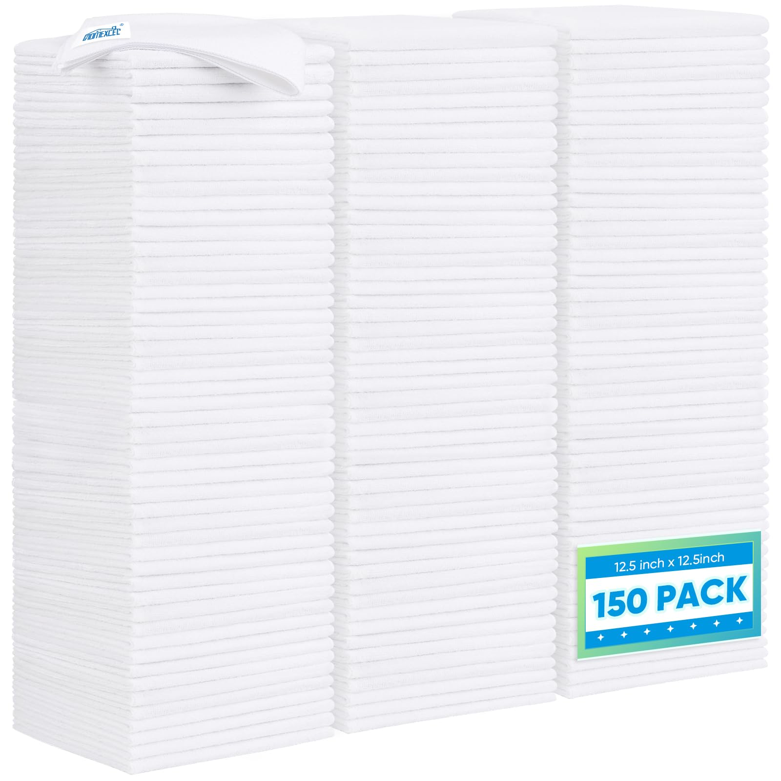 Photo 1 of HOMEXCEL White Microfiber Cleaning Cloth 150 Pack, 12.5 x 12.5 inch Microfiber Towels for Car Washing Cleaning Rags for Car, Kitchen, and Window