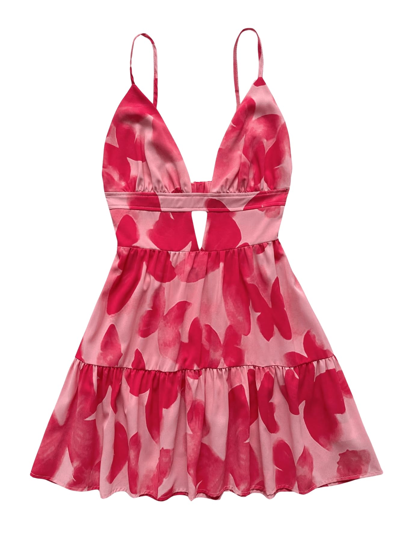 Printed Frill Trim V-Neck Tiered Cami