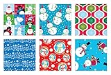 Premium Christmas Gift Wrap Bulk Wrapping Paper for Men, Women, Boys, Girls, Kids 6 Different 16 Ft X 30 in Rolls Included Xmas Santa, Snowman, Snowflake