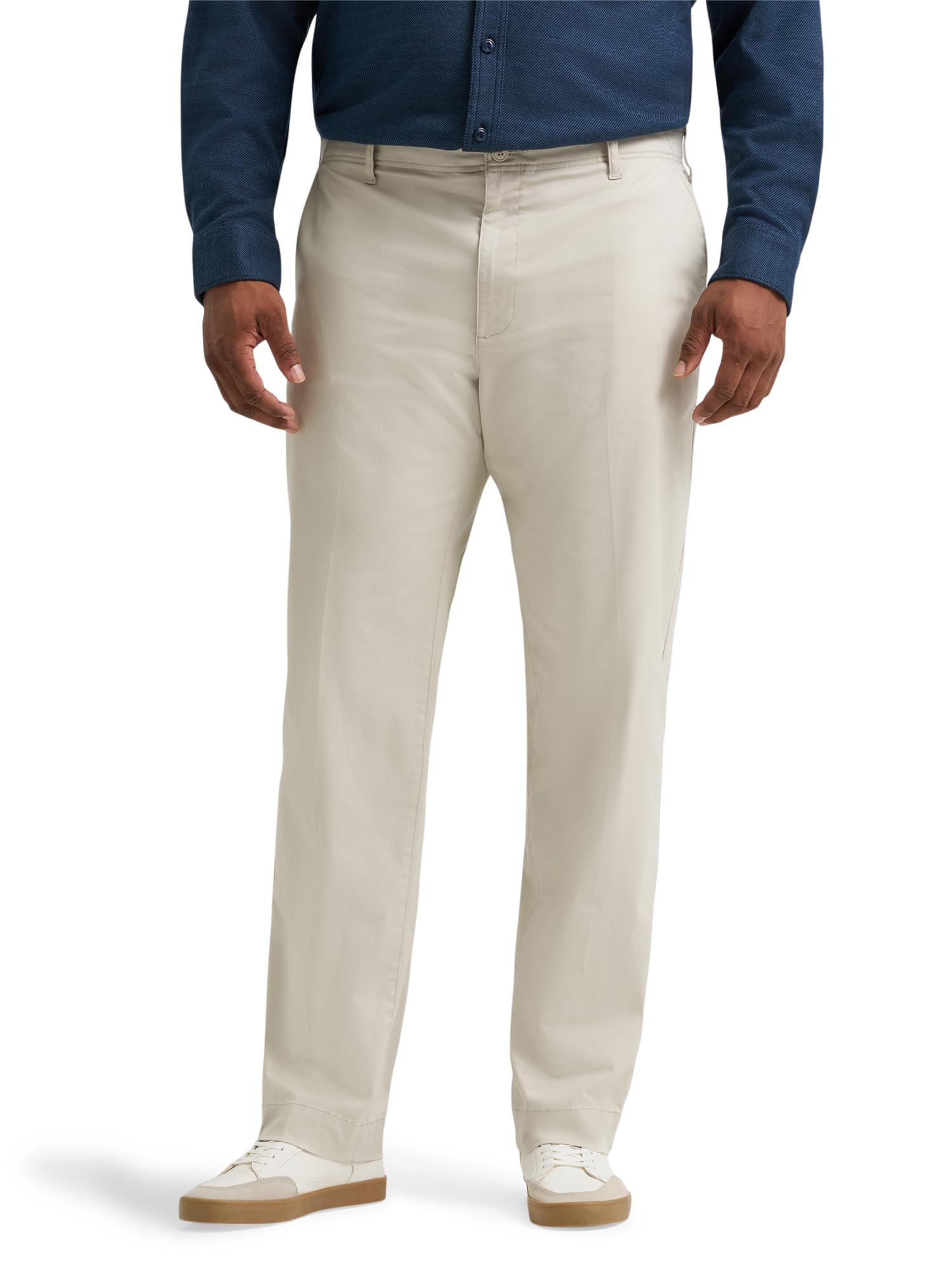 Lee Men's Big & Tall Extreme Motion Flat Front Regular Straight Pant, City Beige, 46W x 34L Image