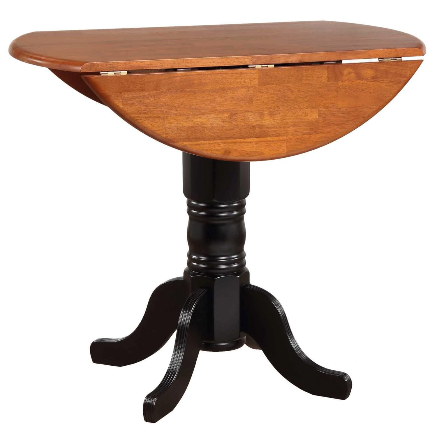 Photo 1 of ***MISSING LEGS*** Sunset Trading Round Drop Leaf Pub Table in Antique Black with Cherry Finish Top