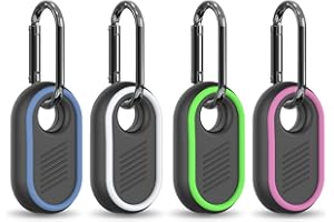 BIQIRE 4-Pack Compatible for Samsung Galaxy SmartTag2 Case Cover, Rugged Full Protective Anti-slip Soft Silicone Case for Galaxy Smart Tag 2 with Key Ring, for Keys, Luggage, Pets (White/Blue/Green/Rose Red)
