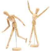 Bright Creations Drawing Mannequin - Wooden Mannequin for Drawing &amp; Figure Reference - 12-Inch, Wooden, 2-Pack