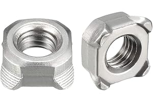 uxcell Weld Nuts,M8 Square UNC Coarse Carbon Steel Machine Screw Silver Pack of 20