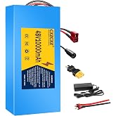 CXZCXZ 48V/36V Ebike Battery 10AH15AH 20AH 30AH Electric Battery Lithium with BMS, Compatible with E-Bikes, Scooters, ATVs, Motorcycles and More, for 100-1000W Motor (48V 10AH(250W-1000W))