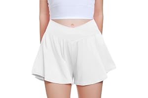 FireSwan Girls Butterfly Shorts Crossover Athletic Shorts with Pockets 2 in 1 Flowy Running Skorts for Teen, Girls, Youth